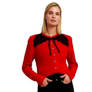 New w/Tags H Halston Button Front Cardigan With Tie Detail